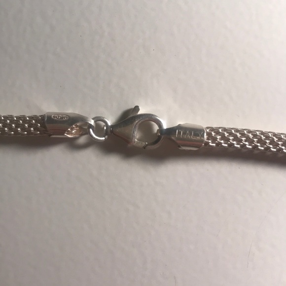Italian Sterling Silver Mesh Woven Chain Necklace - Picture 2 of 8